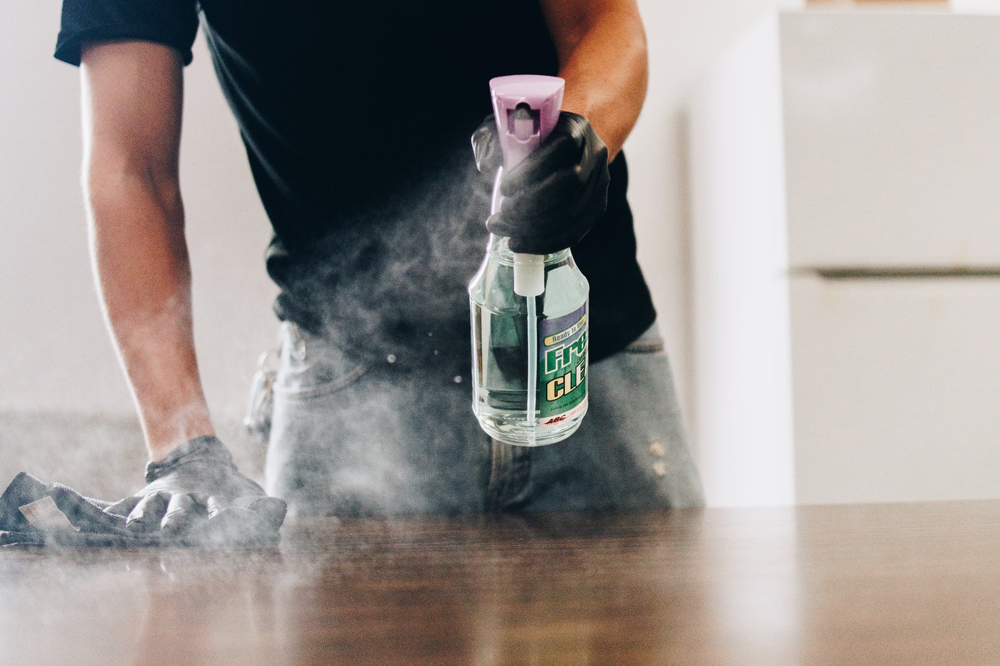 ABC product being sprayed during cleaning